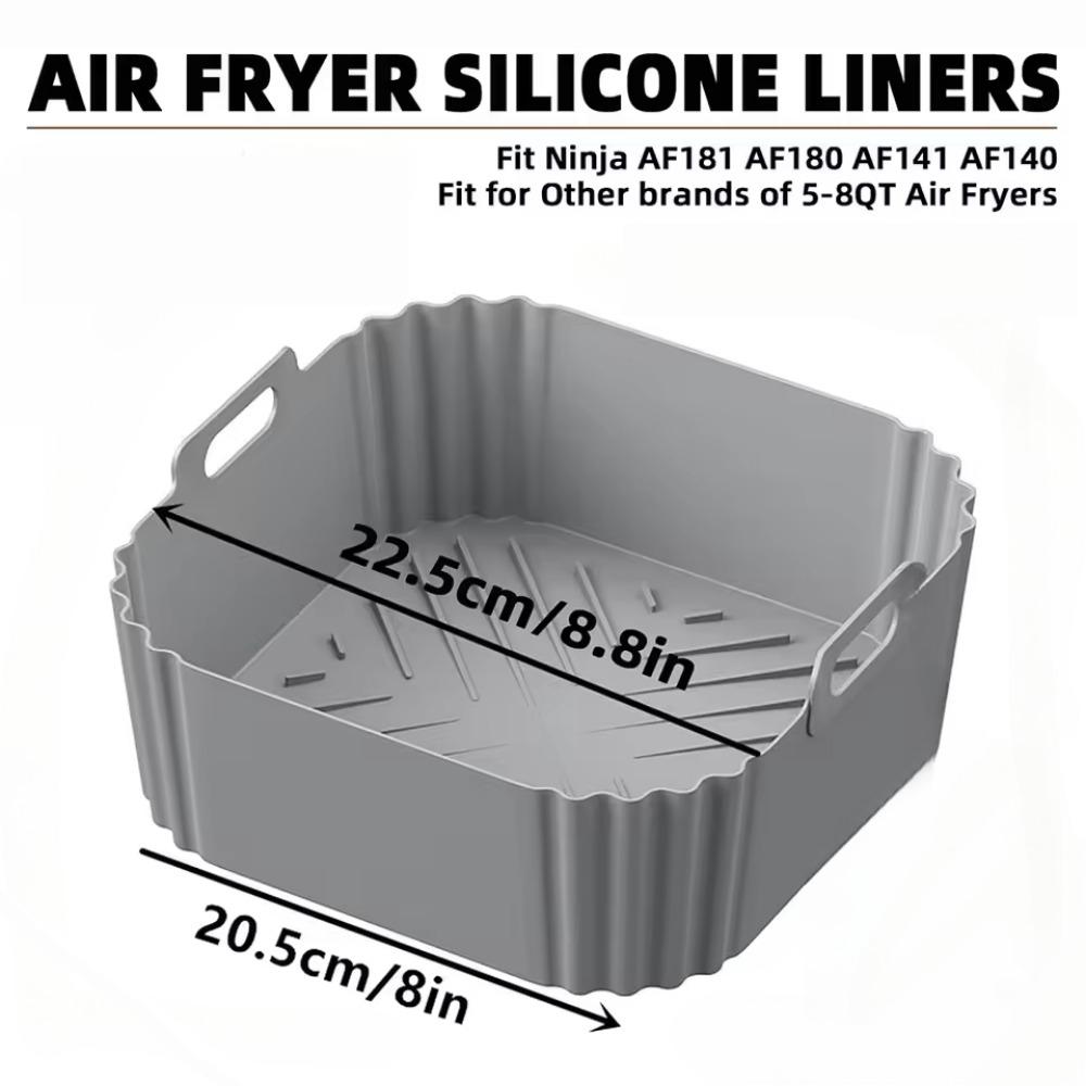 22.5cm Silicone Air Fryer Liners Reusable Non-Stick Basket for Ninja AF181 AF180 AF141 AF140 Other 5-8QT Air Fryer Accessories