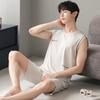 Модальная мягкая домашняя одежда для мужчин, летняя ночная рубашка без рукавов, шорты, пижамный комплект, модная одежда для сна для молодых мальчиков