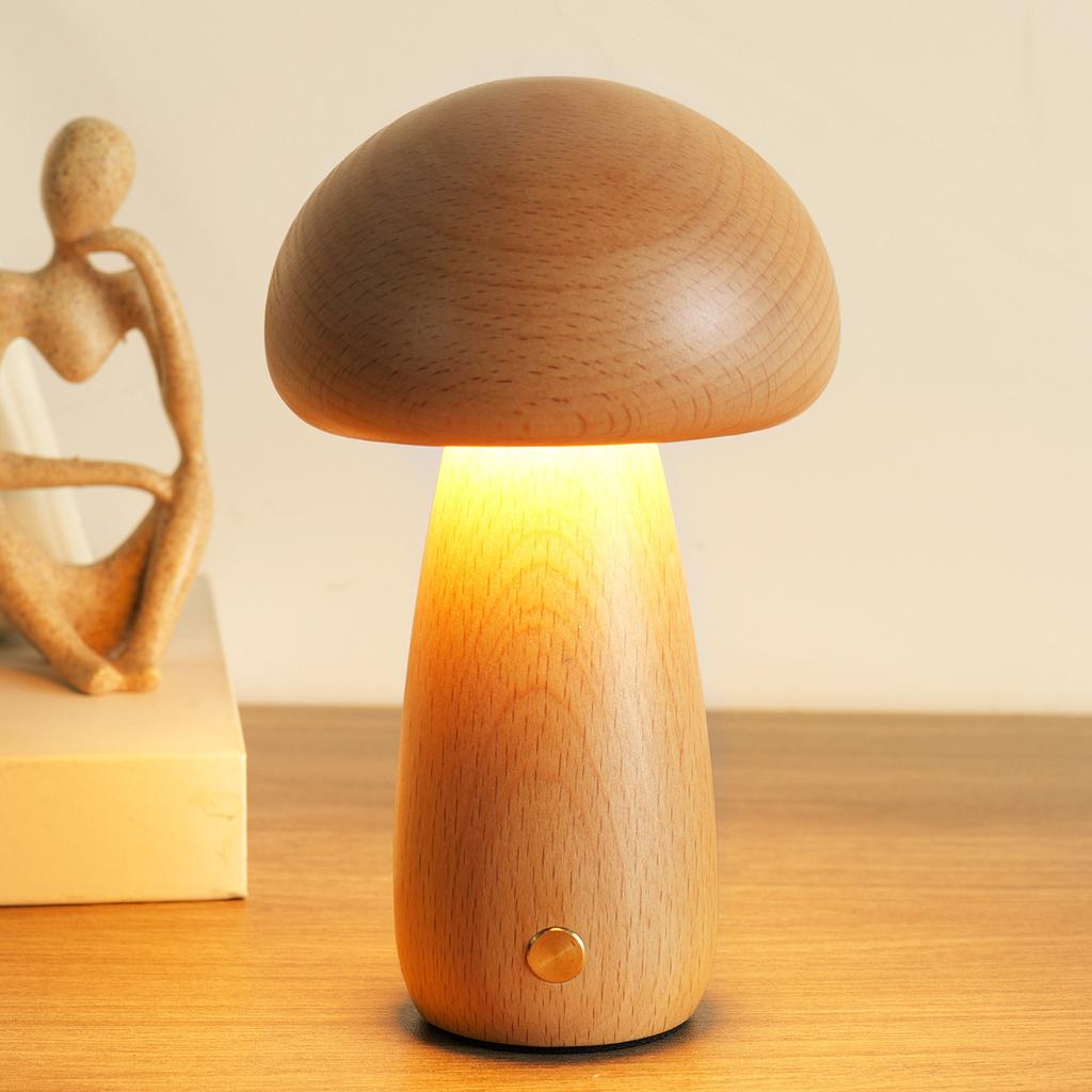 Mushroom Table Lamp LED Creative Wood Desk Lamp Bedroom Bedside Night Lights Home Decor Lamp Unique House Warm Gift Dropshipping