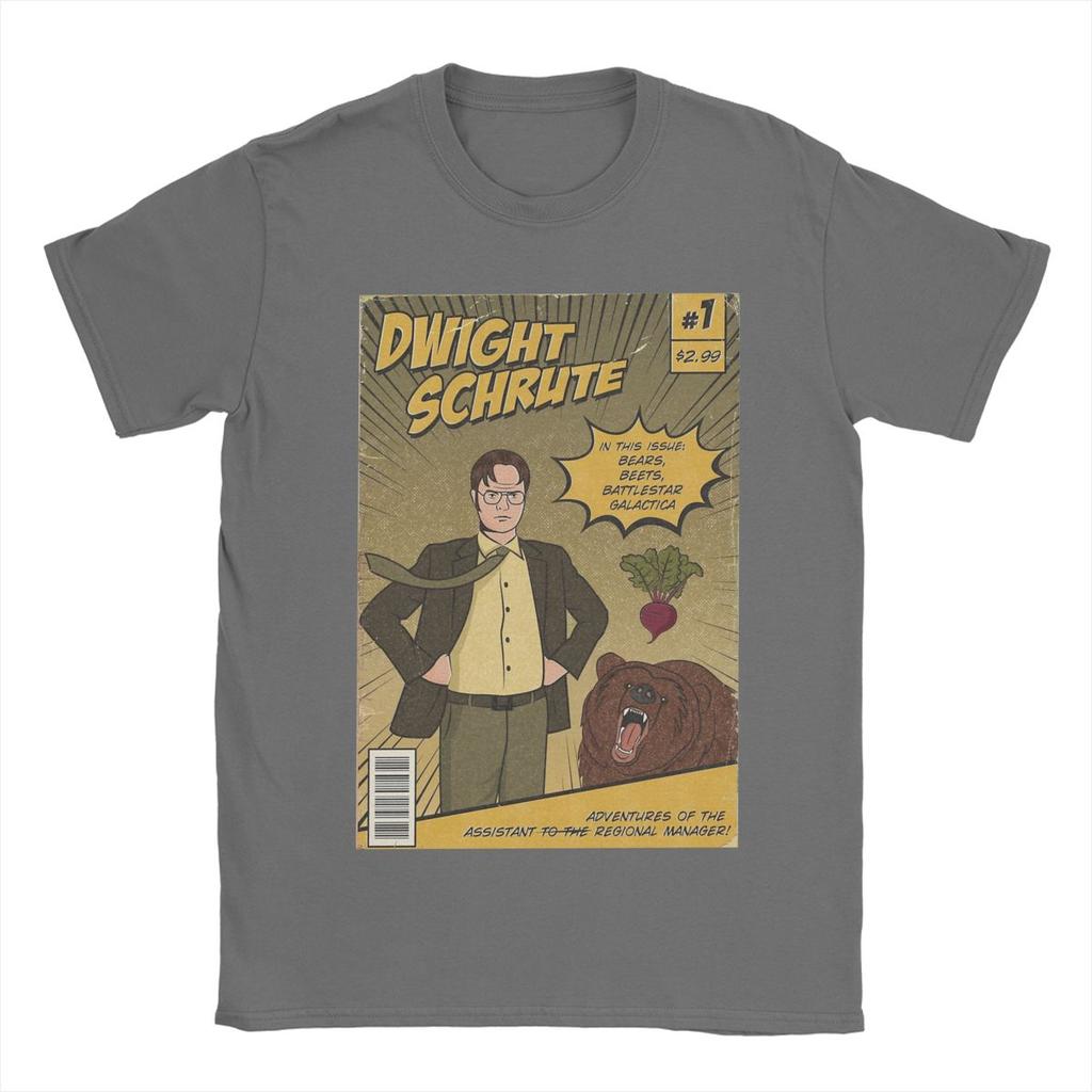 Мужская футболка Dwight Schrute Comics Vintage Cotton Tee Shirt Short Sleeve The Office Tv Series T Shirts O Neck Clothes Graphic