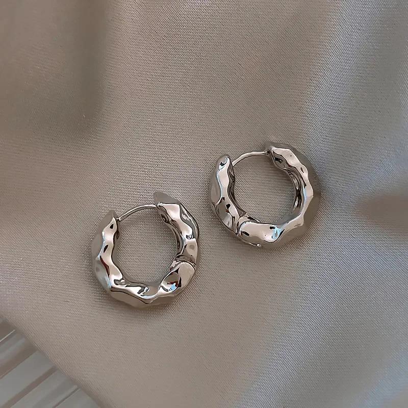 Trendy 925 Silver Circle Hoop Earrings for Women Real Silver Jewelry Fashion Earrings