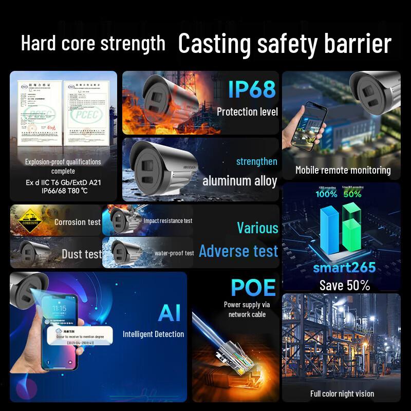 HIKVISION 2MP Explosion-Proof Full-Color Night Vision IP Camera CN plug (adapter included)