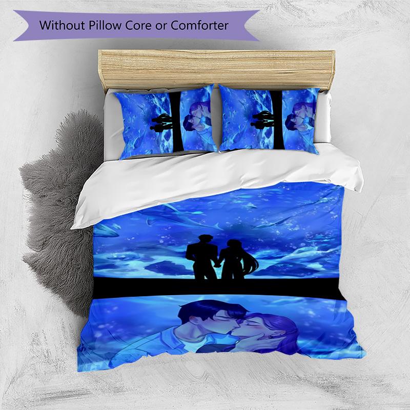 KPOP Hunter 3pcs Bedding Set Duvet Cover Closure Includes 1 Duvet Cover & 2 Pillowcases for All Seasons Bedroom Home Dorm Decor