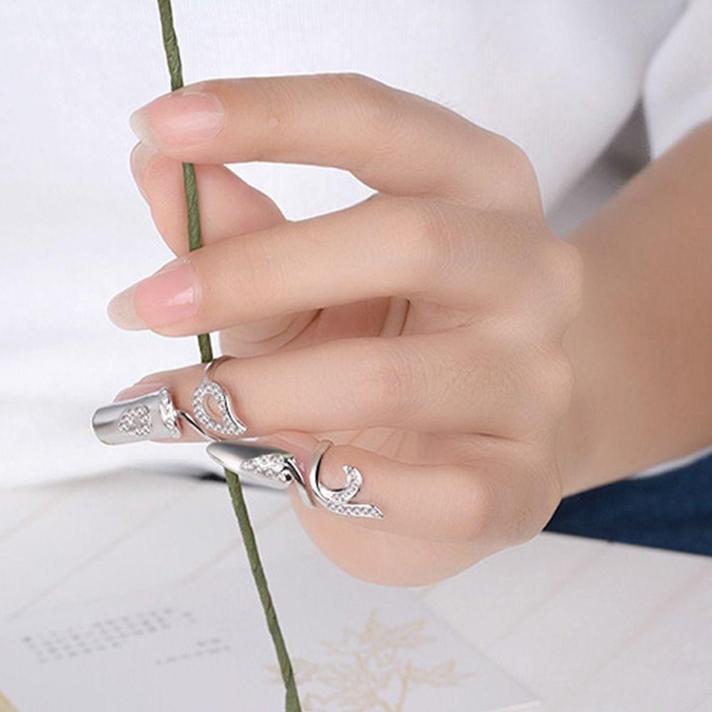 Opening Ring Girl Gift Zinc Zinc Alloy Finger Ring Fashion Jewelry Fingernail Protective Women Nail Ring