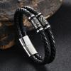 Punk Men Vikings Style Leather Bracelet Braided Multilayer Stainless Steel Norse Runes Bangles Couple Jewelry Gift
