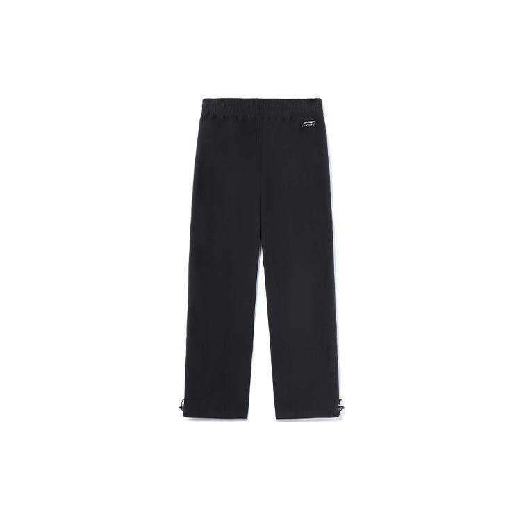 Штаны женские свободные трикотажные спортивные с подкладкой из однотонной ткани с флисовой подкладкой Li Ning X Disney Collaboration Pixar Strawberry Bear, черные AKLR742-2