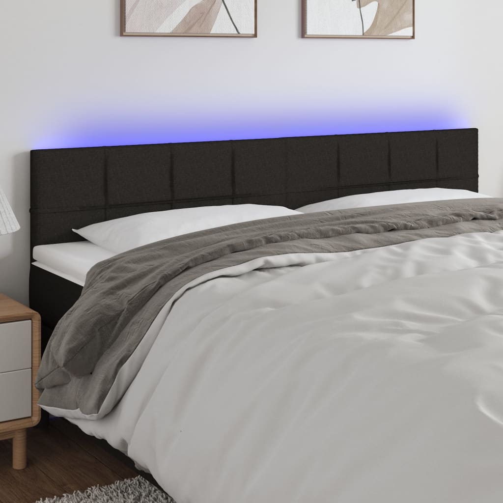 Vidaxl Zagłówek Do Łóżka Z Led, Czarny, 200X5X78/88 Cm, Tkanina