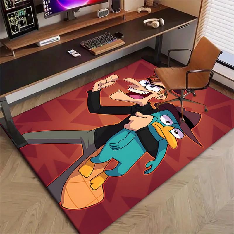 1pc P-Phineas and Ferb Design Printed Area Rug Carpet for Bedroom Living Room Home Decor Rugs Mat Non Slip Mat Rug for Bedside
