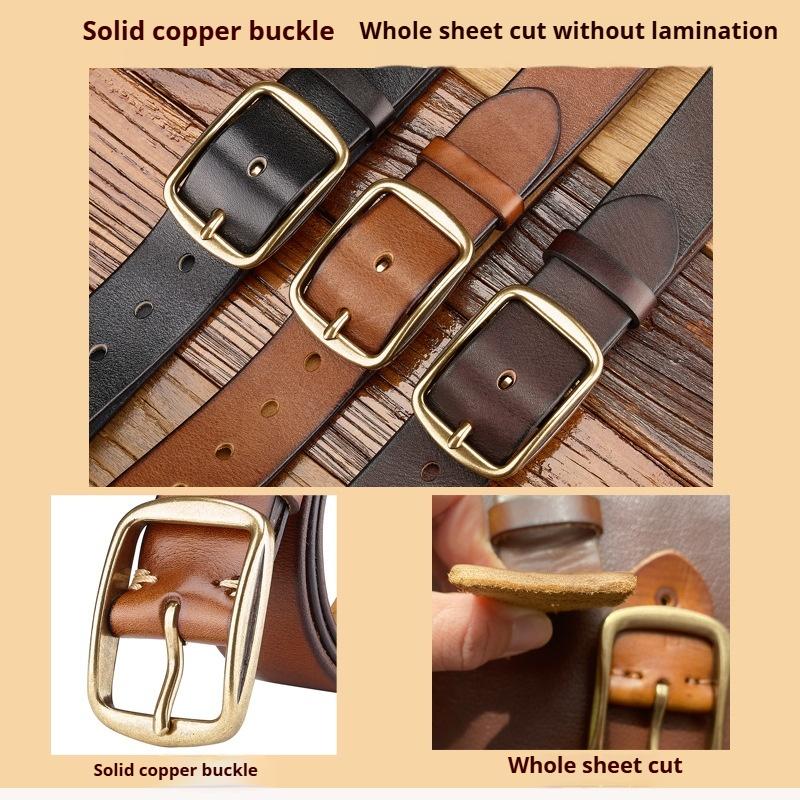 Винтажный ремень из натуральной коровьей кожи Универсальный ремень Повседневный Британский Ремень для среднего возраста и молодых