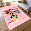 Colorful Cartoon Rug with Powerpuff Girls Design and Pink Background Suitable for use as an anti-slip for living room bedroom sofas