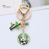 New Year Keychain Panda Bamboo Wreath Pendant Polished Lobster Clip Lightweight Shoulder Bag Schoolbag Decoration Pendant Keyring