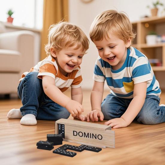 Набор черных домино дубль 6, 28 штук/набор, с деревянной коробкой для хранения, портативный, дорожный, для детей, взрослых, для семейного вечера, вечеринки, классическая настольная игра с плитками