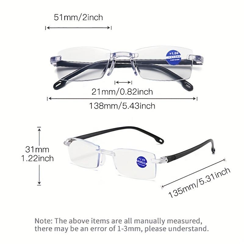 +100~+400 Fashionable Anti Blue Light Reading Glasses with Frameless Cut Edges for Both Men and Women