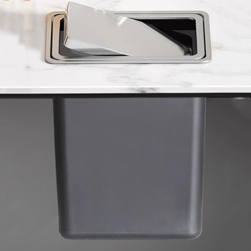 Shaking Countertop Trash Bin Built in Sink Litter Bins Luxury Stainless Steel Dustbin Large Capacity Kitchen Dustbins with Lid