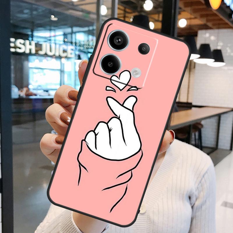 Чехол Kpop Сердце Пальцами Для Xiaomi Redmi Note 11 9 10 12 13 14 15 Pro Plus Redmi 15 15C 10C 12C 13C 14C Обложка