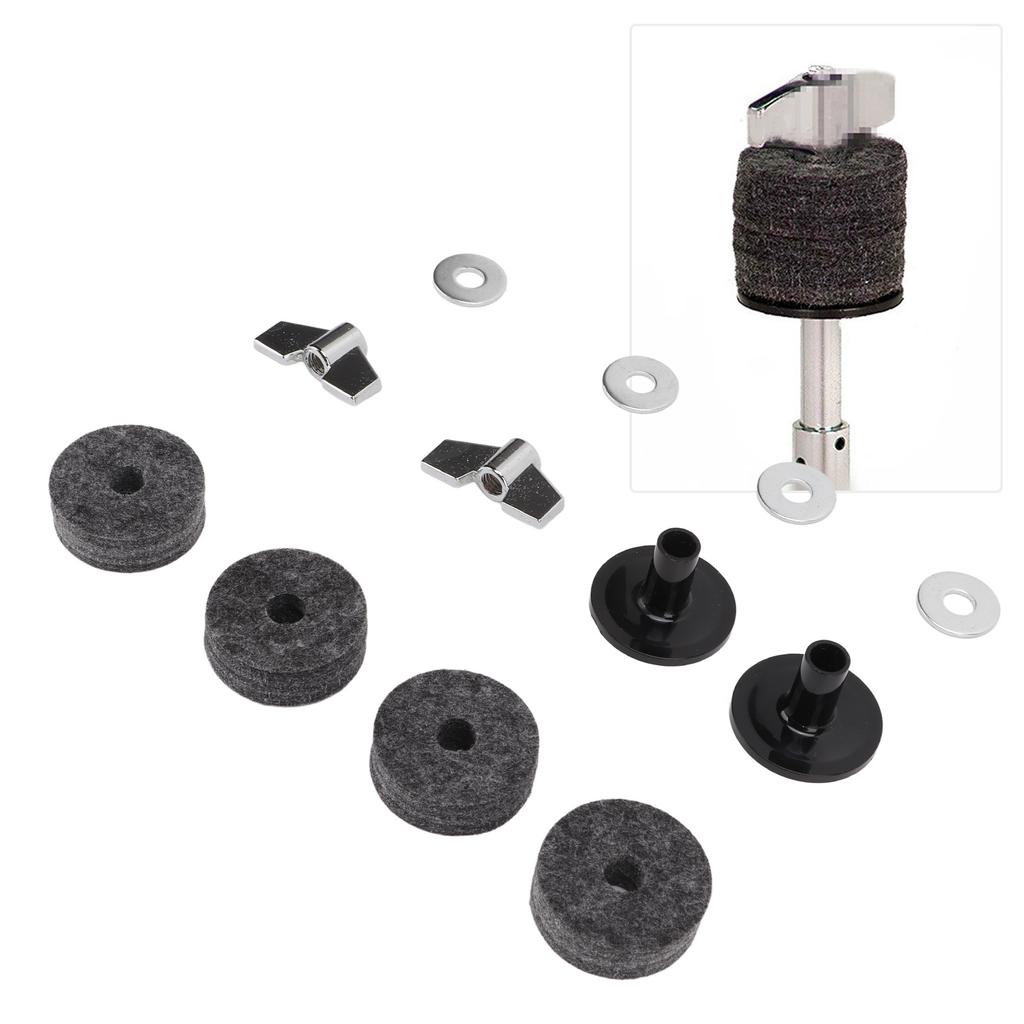 12Pcs Cymbal Replacement Accessories Felts Sleeves 4cm for Cup Wing Nuts Washer(Black )