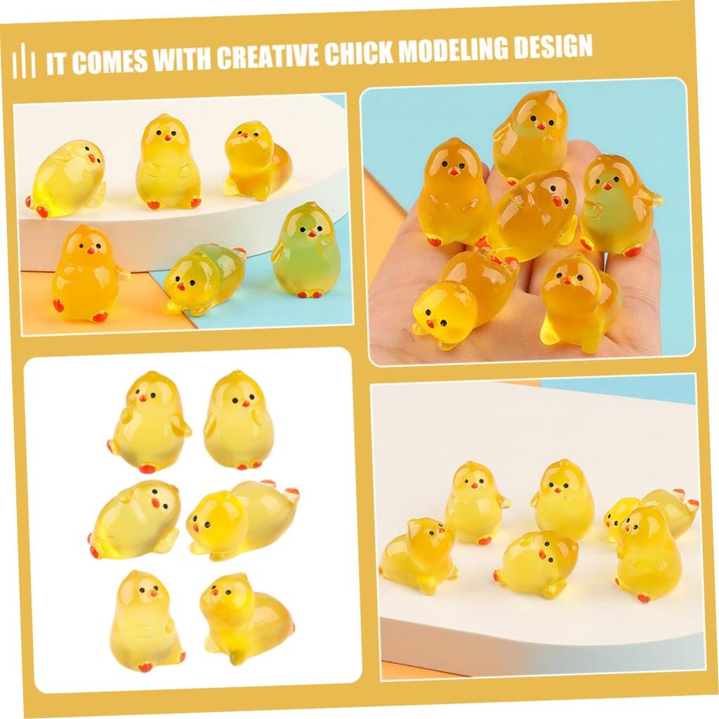 OATIPHO 15 штук Светящийся маленький толстый цыпленок цыпленок Мини цыпленок Светящиеся маленькие цыплята Кукольный цыпленок Моховой пейзаж цыпленок издание Пасха