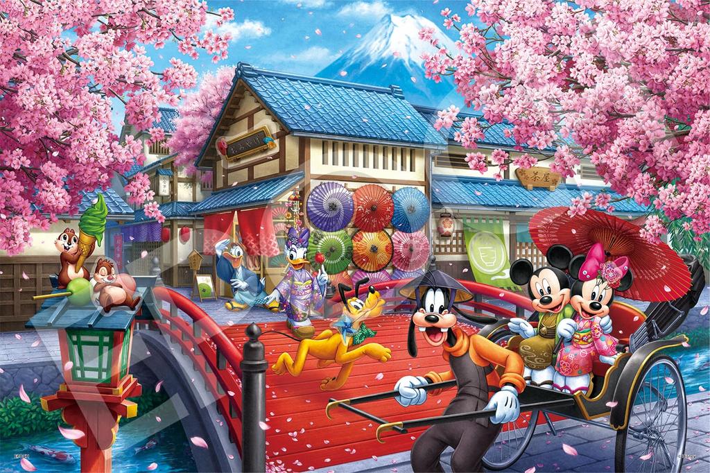 EPOCH 1000 Piece Jigsaw Puzzle Disney Puzzle Decoration Collage Micky Friends X 75 with Spatula and Decoration Stickers & -SAKURA Journey- (50 Cm)