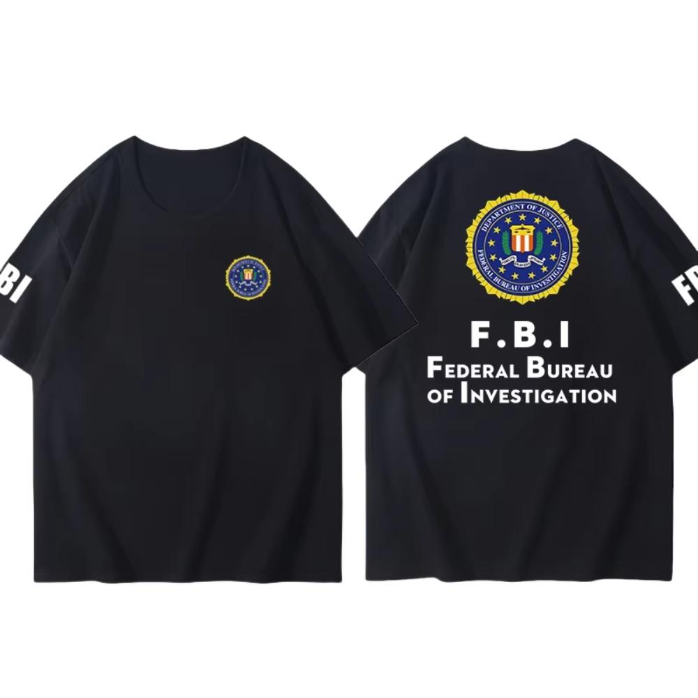 Мужская одежда Горячая Распродажа Веселый Дизайн FBI Узор Печатный Хлопковый Футболка Уличный Повседневный С коротким рукавом Круглый Вырез Футболка Топ