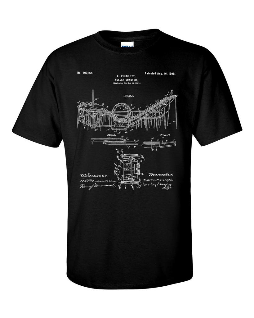 Rollercoaster Patent Blueprint T-shirt