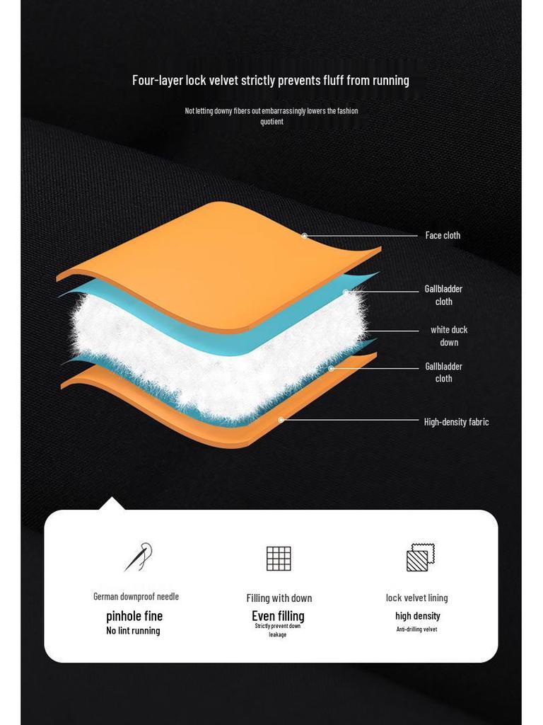 Женский короткий пуховик 2024 Зима - Модный утолщенный воротник-стойка с пухом белой утки для мам среднего возраста