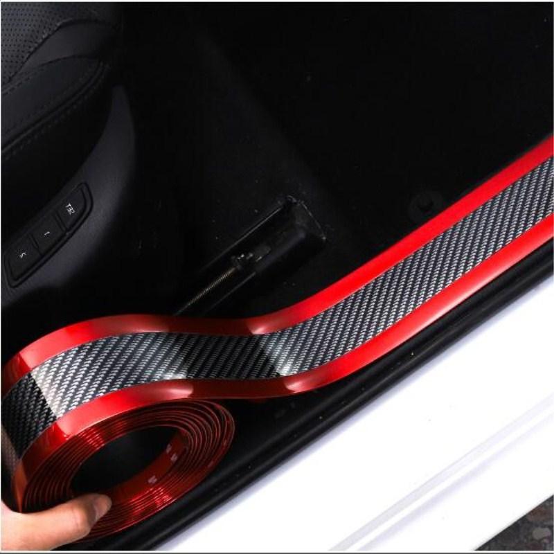 Automobile Door Strip 3PC Bumper Carbon Fiber Pattern Universal Modification Pedal Anti-Collision Door Edge Protector Sticker Anti-Stepping Trim
