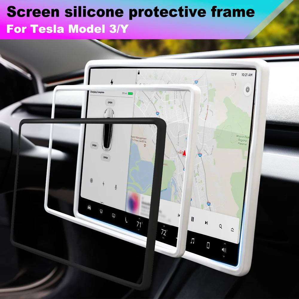 For Tesla Screen Protector Silicone Frame Display Edge Body Cover Central Control Accessories For Tesla Model 3 Y 2024 2025 2022