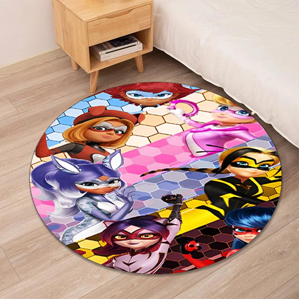 Ladybug Printed Round Rug Carpet Chair Rug Area Rug Entryway Doormats,for Office Chair Living Room Bedroom Kitchen Room.
