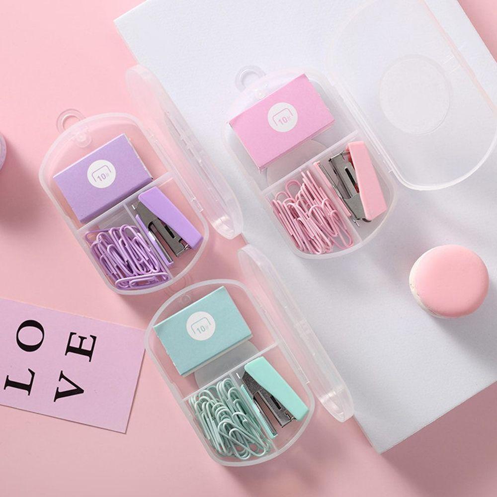 Cute Mini Morandi Color Student Supplies Stapler Set With Staples Binding Tools