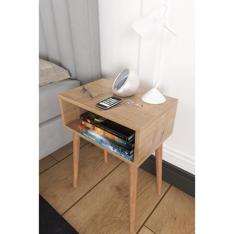 Прикроватная тумбочка без ящика с деревянными ножками для спальни прикроватная тумбочка – Sonomo