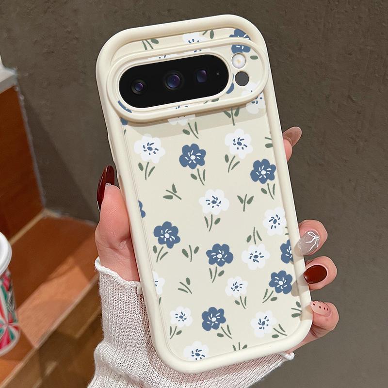 Мягкий силиконовый чехол с цветочным узором для Google Pixel 9 8 Pro Xl 8a, противоударный матовый защитный чехол для линз, устойчивый к падению, однотонный чехол