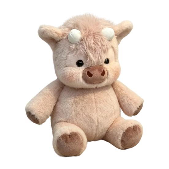 Highland Cow Plush Toy Soft Stuffed Animal Doll for Kids Adults Cute Huggable Birthday Gift Bedroom Decor Cozy Companion for Sleep Relaxation