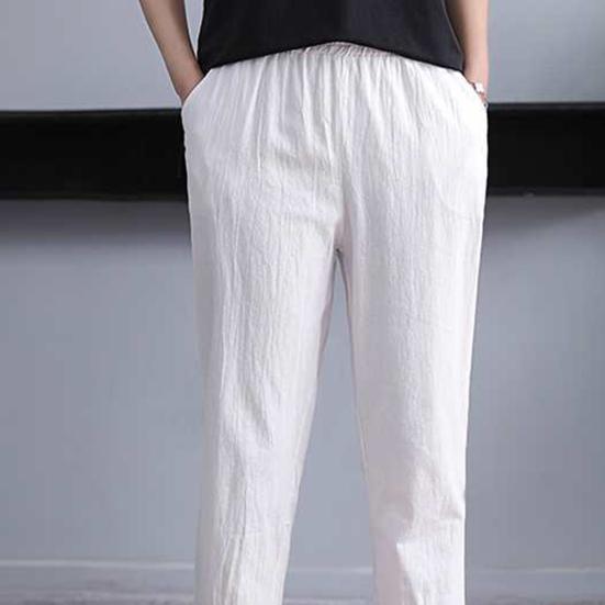 Женские брюки-шаровары, широкие однотонные длинные брюки с карманами, эластичный пояс, свободные походные брюки