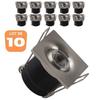 Set of 10 SILVIA 1W Adjustable Square Matte Chrome LED Mini Spotlights