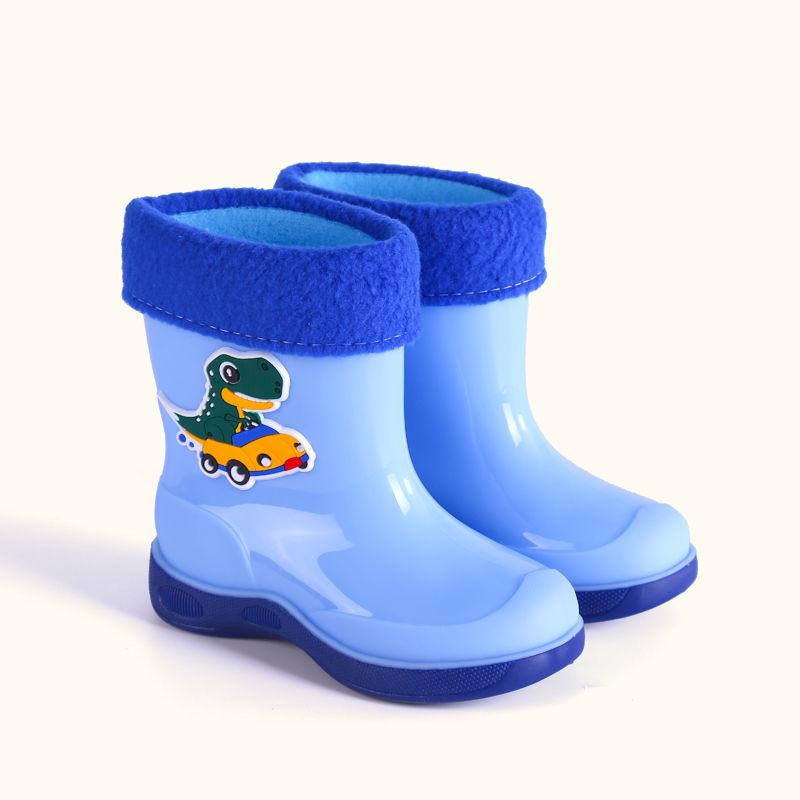 Waterproof Cartoon Rain Boots for Boys Girls Aged 8 To 11 Non-Slip Warm Rubber Shoes for Kids Comfortable Rain Footwear