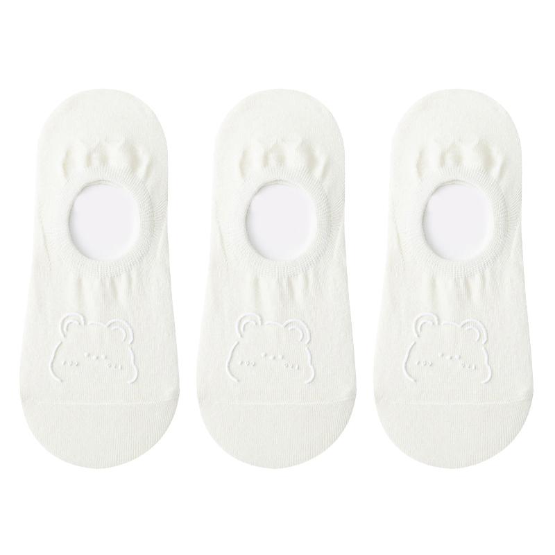 1/3 пары женских носков-лодочек с медвежьим узором, Нескользящие, не падающие невидимые носки, тонкие носки