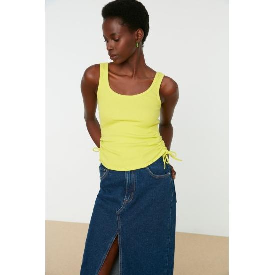 Эластичный вязаный трикотажный трикотажный майка в рубчик с вырезом у бассейна