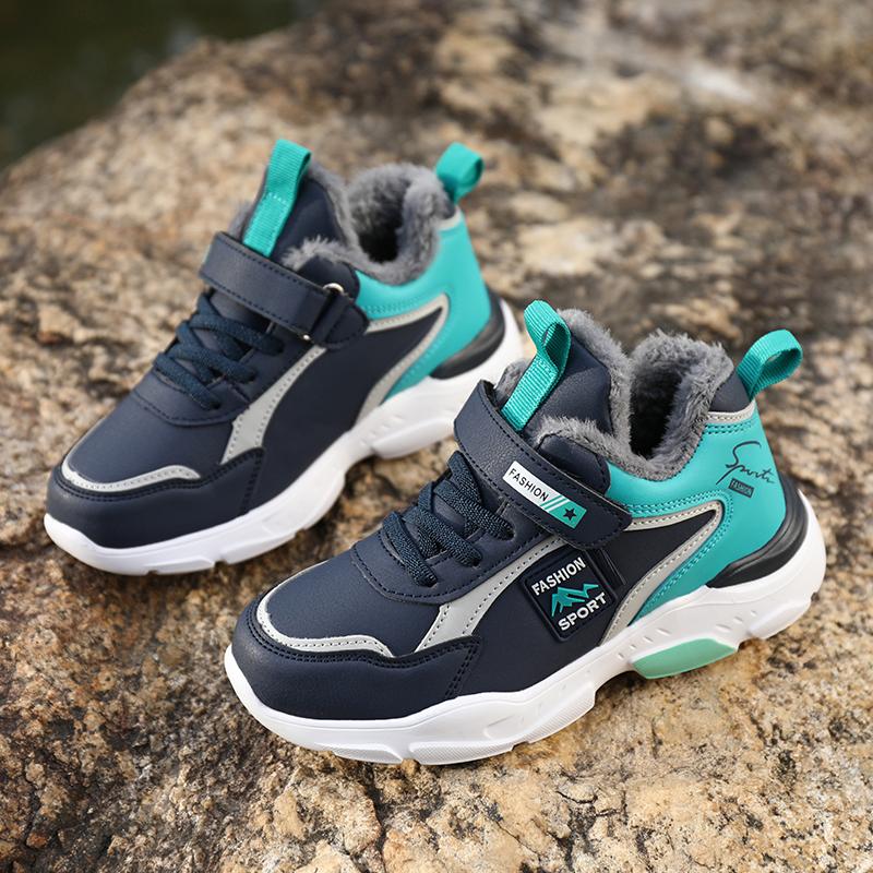Детские теплые зимние сапоги. Детская зимняя хлопчатобумажная обувь. Нескользящие теплые плюшевые сапоги на открытом воздухе. Теплая меховая обувь с высоким берцем. Водонепроницаемые теплые кроссовки.