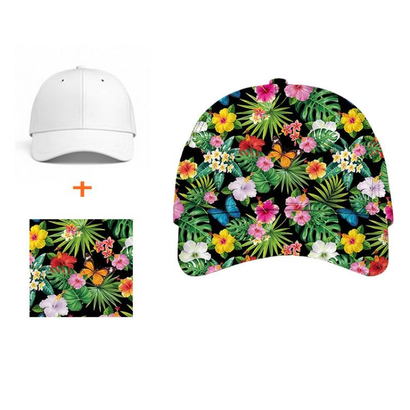 Unisex Foldable Baseball Cap With Botanical Print Digital Outdoor Sun Protection Hat Adjustable Short Brim