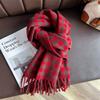 Fashion Luxury Designer Imitation Cashmere Women Cold-Proof Winter Warm Scarf Stripe Thick Shawls Tassels Pashmina Foulard