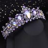 Свадебная корона для невесты, фиолетовый головной убор с кристаллами AB, свадебные диадемы и короны, женские головные уборы, украшения для волос принцессы, аксессуары для вечеринок