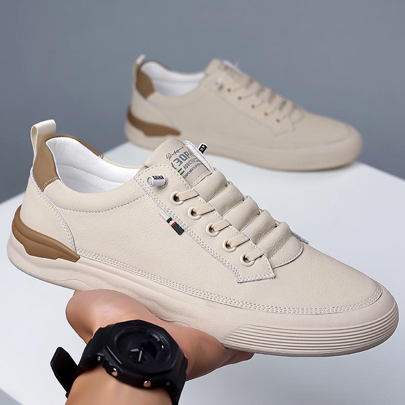 Весенне-летние новые мужские повседневные кожаные туфли, маленькие белые туфли, кеды, из натуральной кожи, на мягкой подошве, с мягким верхом, мужские туфли