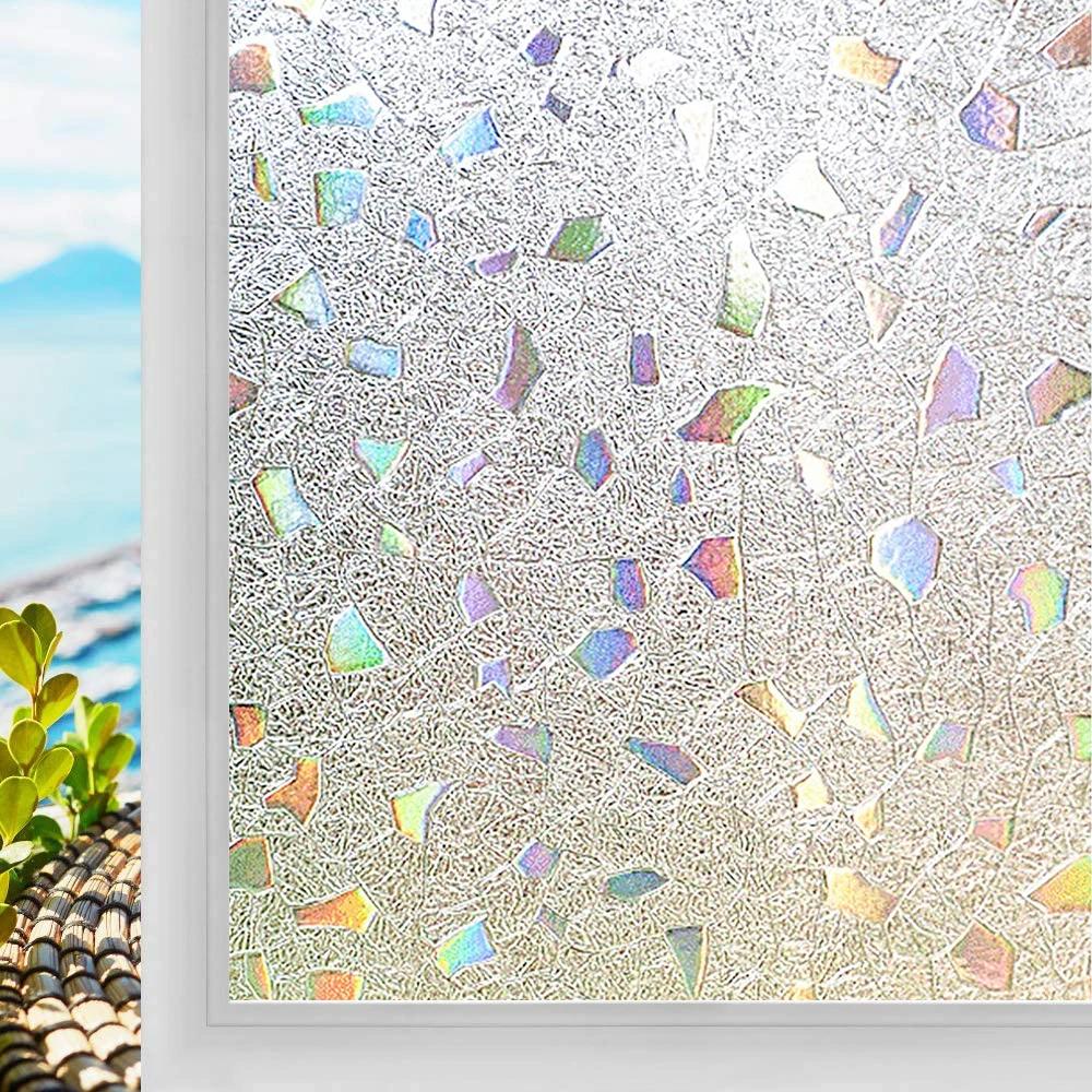 3D Мозаика Радуга Оконная Пленка Конфиденциальность УФ Защита Статическое Прилипание Клейкие Оконные Наклейки Для Дома Съемная Теплоизоляция