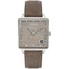 Bulova Men's Frank Lloyd Wright Limited Edition "Ennis House" Silver Stainless Steel Watch with Gray Leather Strap, Textured Medallion Gray Pattern Di