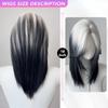 18-дюймовый черно-белый парик с головой кефали, синтетические прямые пушистые натуральные волосы с волчьим хвостом для повседневного использования, вечерние косплей, корейская мода
