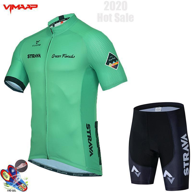 Mens Cycling Jersey Bib Shorts Set With Strava Breathable Ride Wear Mountain Bike