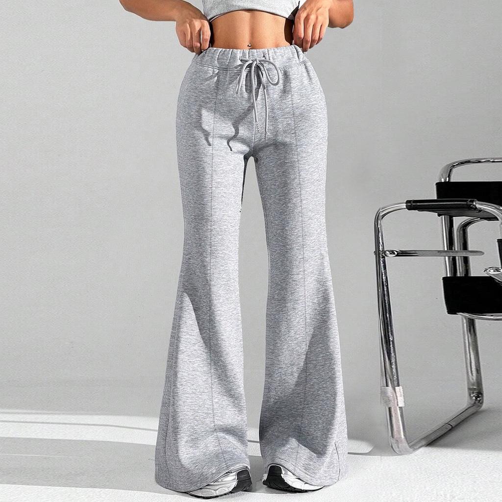 Женские модные свободные брюки-карго с завязками на талии, однотонные, расклешенные