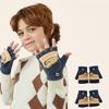 Toddler Kids Winter Knitted Fingerless Cartoon Gloves Thick Warm Outdoor Writing Convertible Flip Top Half Finger Mittens
