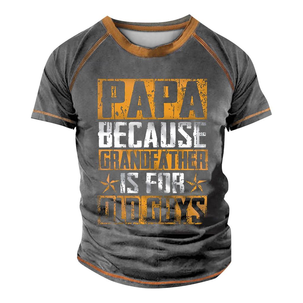 Мужская футболка реглан в стиле ретро с коротким рукавом и круглым вырезом с буквенным принтом, топы