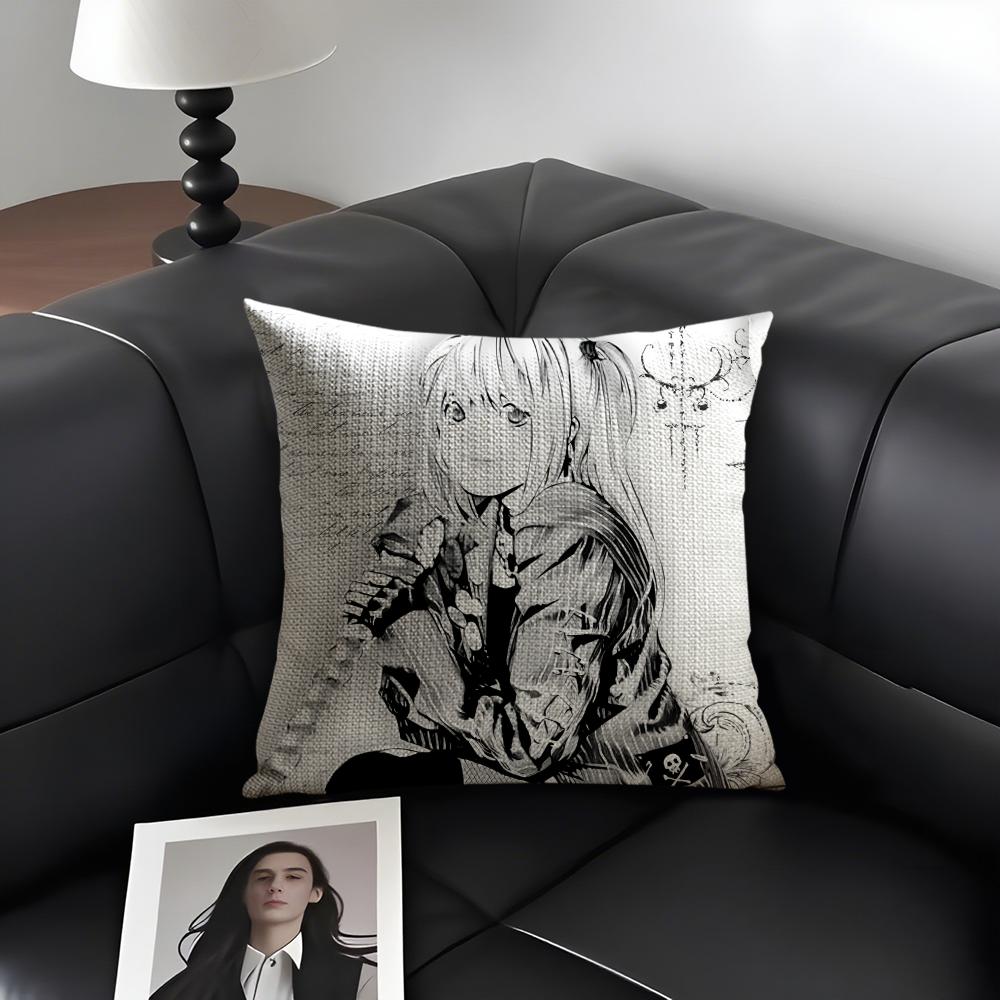 MMisa Death NoteE Comic Cushion Cover Natural Linen Organic Fabric DoubleSided Printing Sofa Home Decor Gift Pillow Case